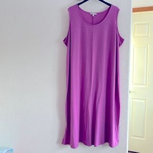 WOMAN WITHIN 2X 26/28 1PC SLEEVELESS LONG DRESS PINK USED IN EXCEL CONDITION